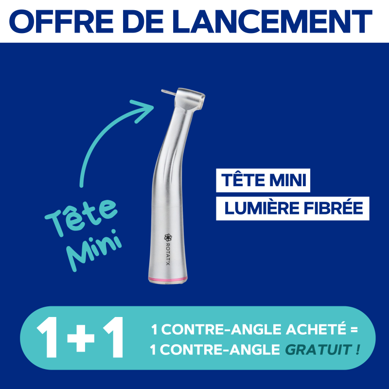 Contre-angle rouge tête mini 1:5 titane et lumière fibrée Contre-angle rouge tête mini 1:5 titane et lumière fibrée