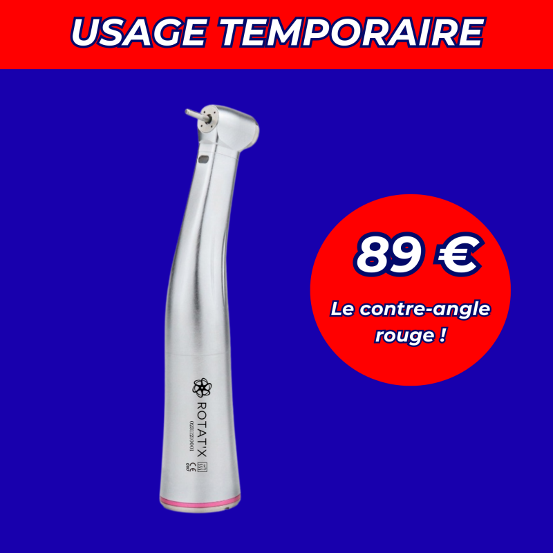 Contre-angle rouge tête mini 1:5 titane et lumière fibrée Contre-angle rouge tête mini 1:5 titane et lumière fibrée