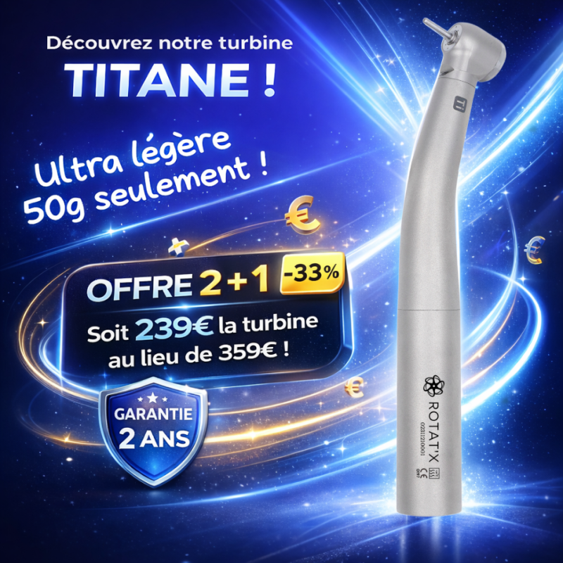 Turbine ultra légère TITANE compatible KAVO®  - AVEC LUMIÉRE - Garantie 2 ans