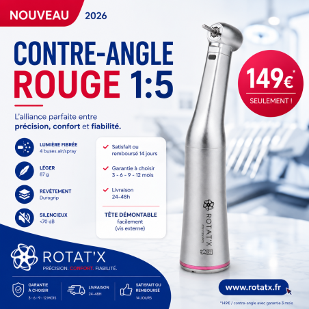 Contre-angle rouge 1:5 titane et lumière fibrée