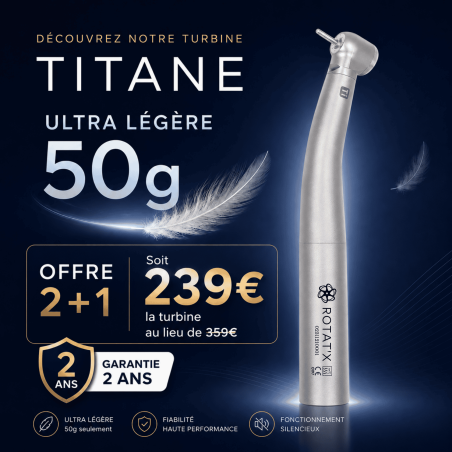 Turbine ultra légère TITANE compatible KAVO®  - AVEC LUMIÉRE - Garantie 2 ans