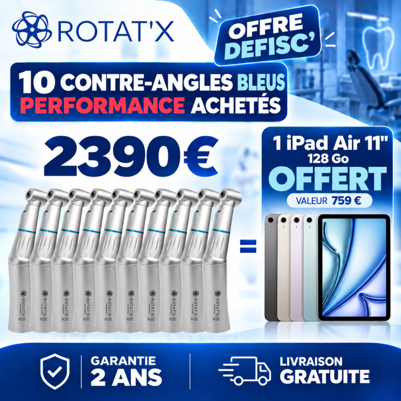 Contre-angle bleu PERFORMANCE 1:1 SPRAY - AVEC LUMIÈRE fibrée - tête démontable - Garantie 2 ans
