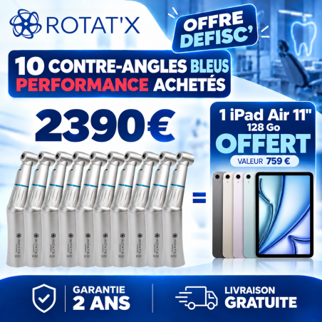 Contre-angle bleu PERFORMANCE 1:1 SPRAY - AVEC LUMIÈRE fibrée - tête démontable - Garantie 2 ans